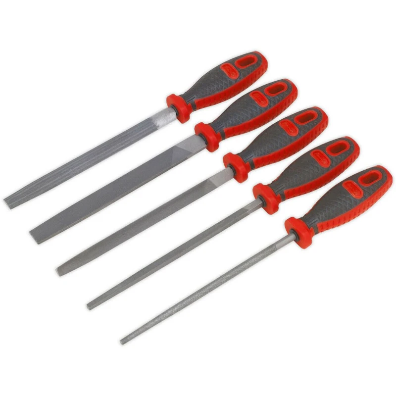 Image of Loops 5 Piece 200mm Engineers File Set - Double Cut - Coarse - Comfort Grip Handles Multi
