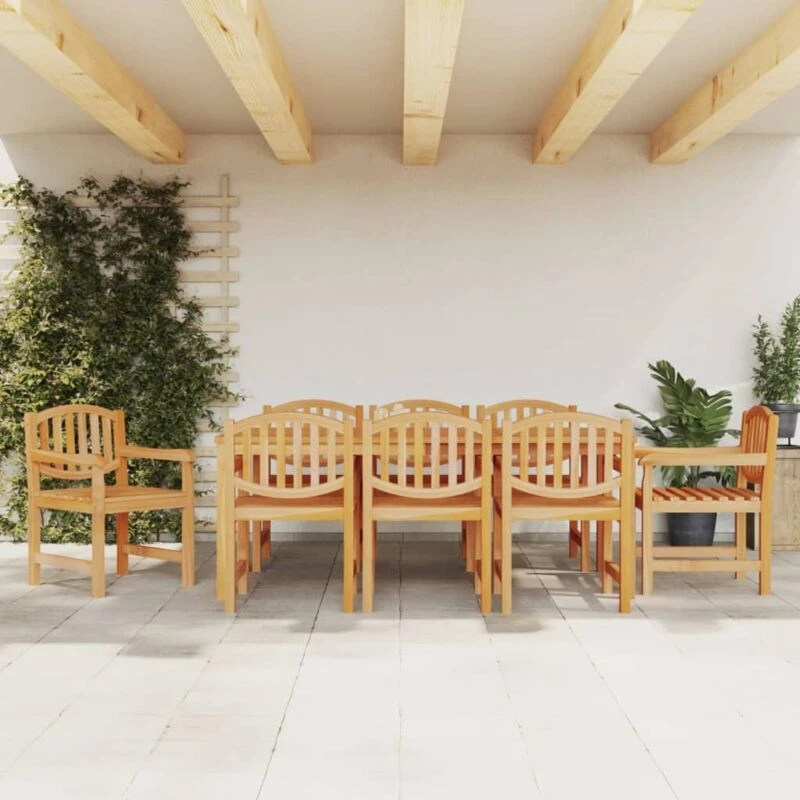 Image of vidaXL 9 Piece Garden Dining Set Solid Wood Teak, Brown 3157936