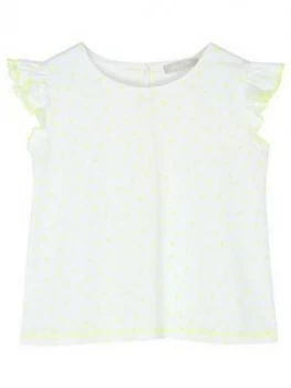 Image of Mintie by Mint Velvet Girls Neon Spot Print T-Shirt - Ivory, Size Age: 5-6 Years, Women