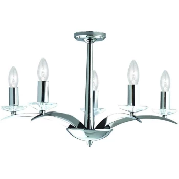 Image of Searchlight Kensington - 5 Light Multi Arm Multi Arm Ceiling Pendant Chrome, Glass Five, E14