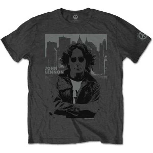 Image of John Lennon - Skyline Mens X-Large T-Shirt - Charcoal Grey