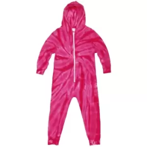 image of Colortone Childrens/Kids Full Zip Tonal Spider Die Tye Onesie (XS) (Spider Pink)