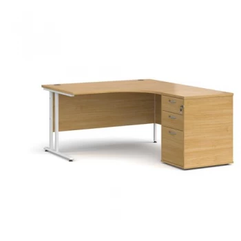 Image of Maestro 25 right hand ergonomic desk 1400mm with white cantilever