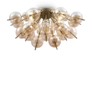 Image of Modern Bolla 4 Light Brass Ceiling Lamp Glass Globe Shades