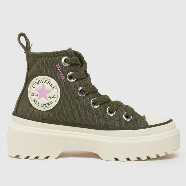 image of Converse khaki all star lugged lift Girls Junior trainers Khaki UK 11 (EU 28½)