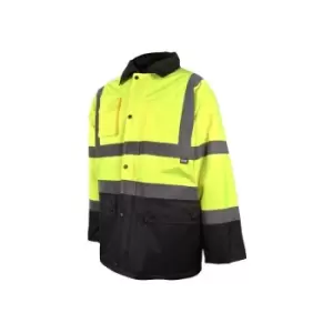Image of Scan - SFJK81 Hi-Vis Yellow/Black Motorway Jacket Coat - m (41in) scahvmjmyb