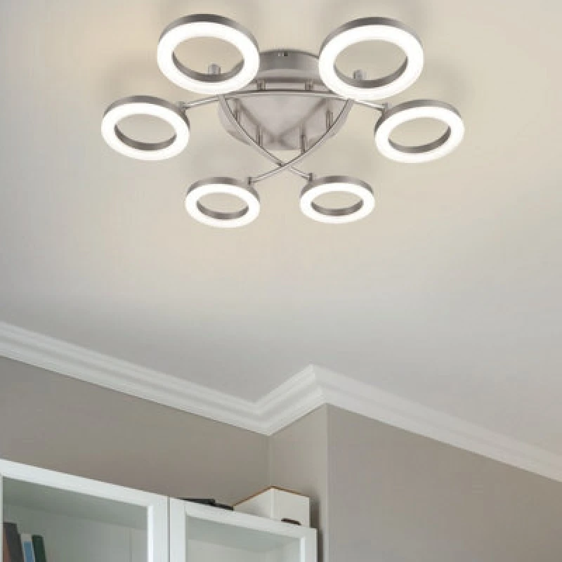 Image of Cosylyte Juni 6 Ring Integrated LED Modern Ceiling Flush Light - Matt Nickel