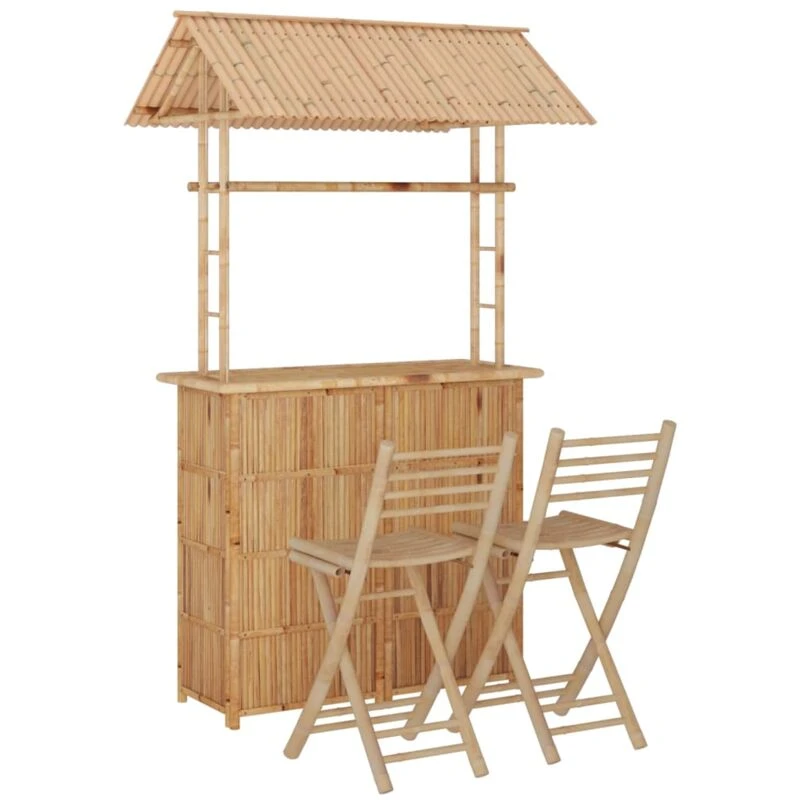 Image of vidaXL 3 Piece Bar Set Bamboo, Brown 341741