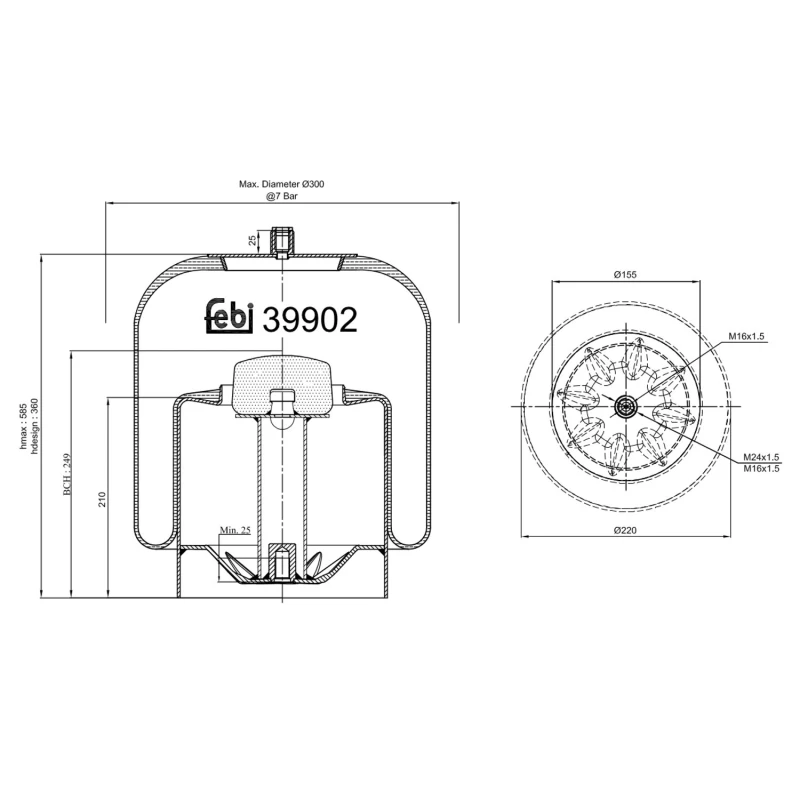 Image of FEBI BILSTEIN 39902 Boot, air suspension Rear Axle Boot,air suspension (324)