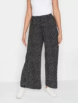 image of Long Tall Sally Mono Spot Extra Wide Culotte, Black, Size 10, Women