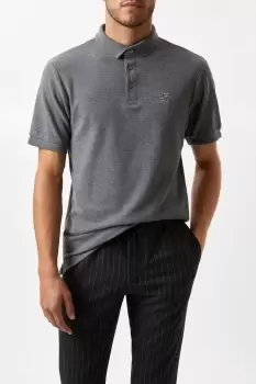 image of Charcoal Marl Pique Polo Shirt