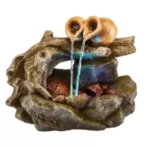 Image of Garden Gear Serenity Tabletop Tree Trunk Bridge with Pots Water Feature