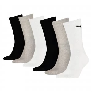 image of PUMA Unisex Sport Crew 6P Ecom Socks, Grey Combo, size 9-11, Clothing