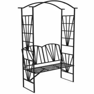 Image of Tectake Garden Arch With Bench Black