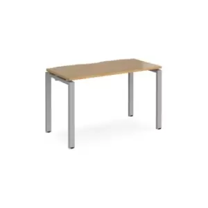 image of Bench Desk Single Person Starter Rectangular Desk 1200mm Oak Tops With Silver Frames 600mm Depth Adapt