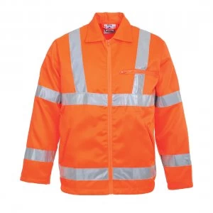 Image of Portwest Class 3 Hi Vis RIS Polycotton Jacket Orange 3XL