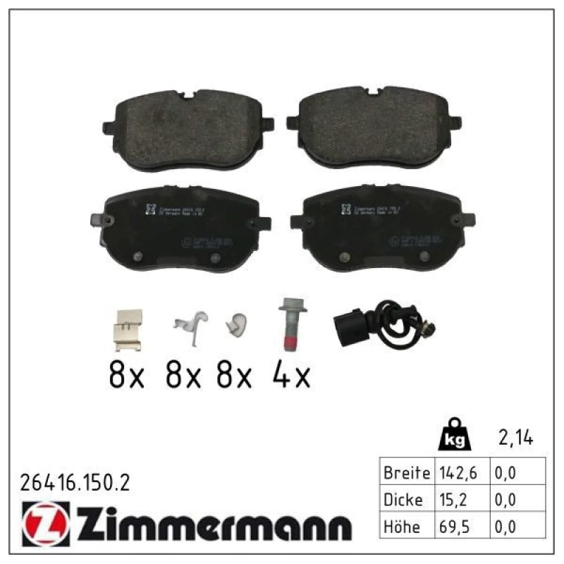 Image of ZIMMERMANN Brake pad set ZIMMERMANN 26416.150.2