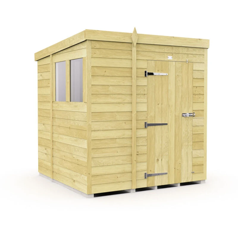 Image of Flat Pack Sheds DIY Sheds 7 x 6 Pent Shed, Brown 7X6PFF