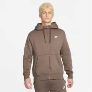Image of Nike Sportswear Club Fleece Mens Full-Zip Hoodie - Brown
