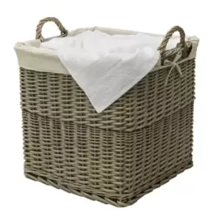 JVL Willow Lined Log Basket - Antique Wash