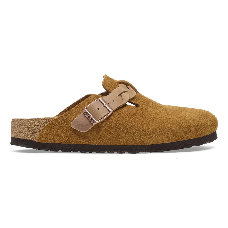 Image of Birkenstock Womens leather clogs Birkenstock Boston Braided Suede Marron Female 36 Etroit 1026713