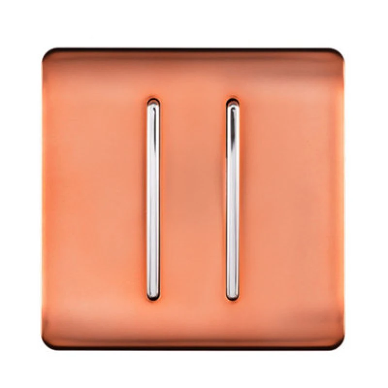 Image of Trendi Switch Copper 2 Gang Rocker Light Switch (1X 1 Or 2 Way & 1X Intermediate), Art-Ss29Cpr