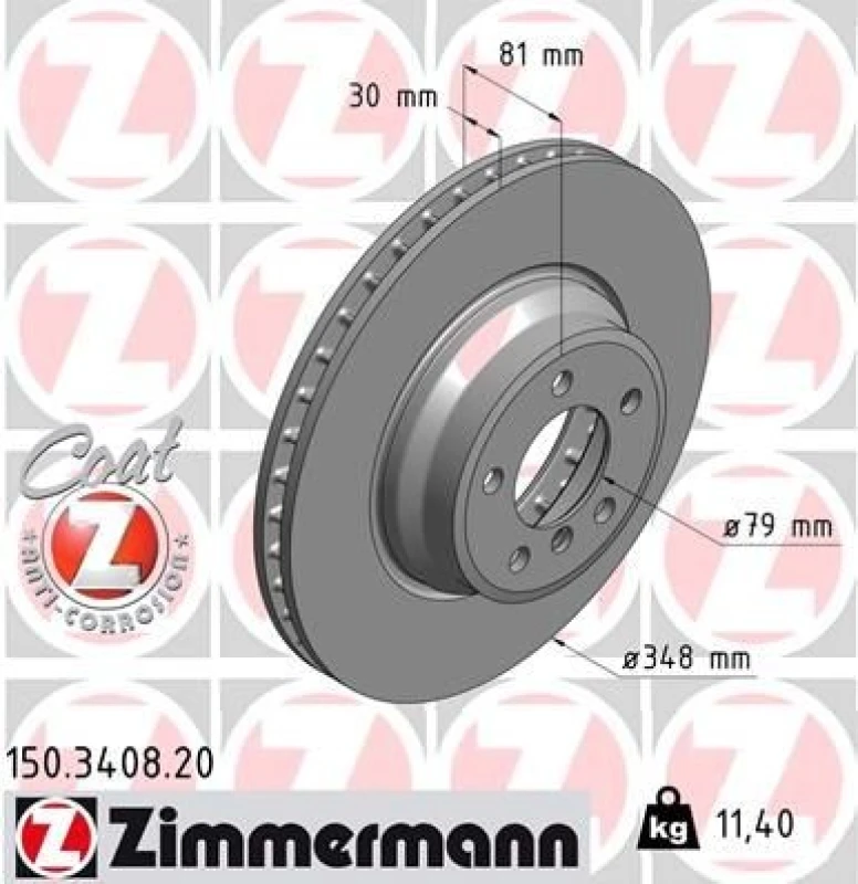 Image of ZIMMERMANN Brake disc ZIMMERMANN 150.3408.20