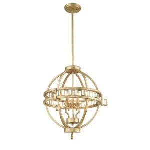 Image of 3 Light Globe Spherical Ceiling Pendant Gold, E14