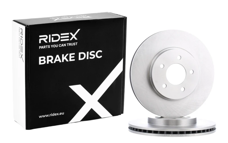 Image of RIDEX 82B0910 Brake disc Front Axle, Vented, Cast Iron, Uncoated, Untreated, without bolts/screws Cast Iron Brake Disc (82)