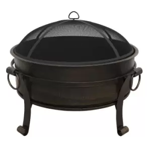 image of Dellonda 30" Deluxe 2-in-1 Outdoor Fire Pit & Table Antique Bronze Effect DG42