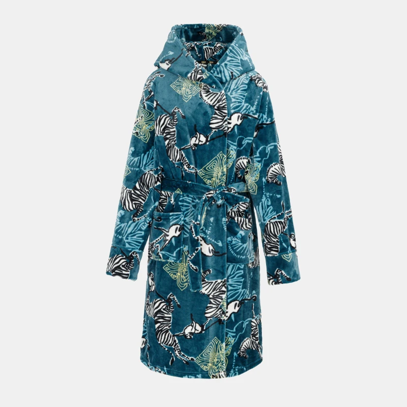 Image of Biba Womens Printed Fluffy Dressing Gown Zebra female 10 (S)