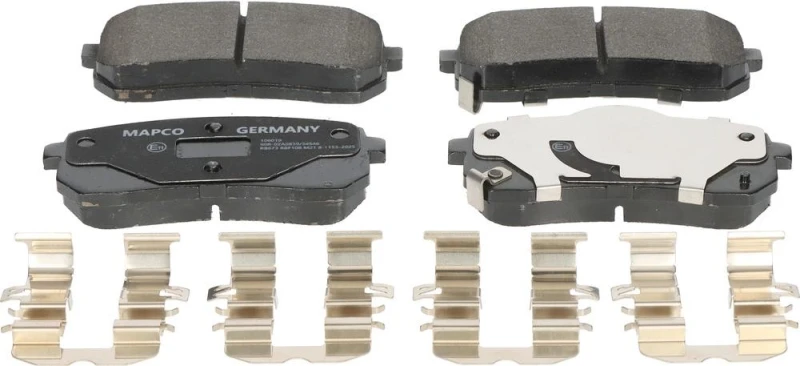 Image of MAPCO 106019 Brake pad set Rear Axle, with acoustic wear warning, with accessories, with anti-squeak plate Brake Pad Set,disc brake (402)