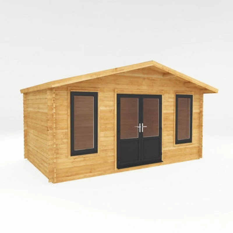 Image of Mercia 5 X 3 M Retreat Log Cabin With Upvc Windows And Doors - 44mm - Timber - L342.8 X W513.5 X H287.6cm - Brown
