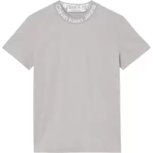 Image of Calvin Klein Jeans Neck Logo Jacquard Tee - Grey