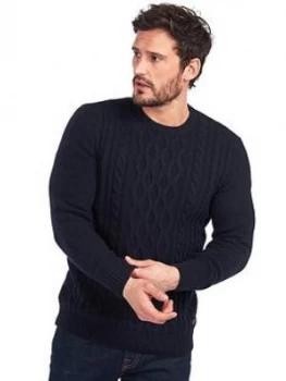 Image of Barbour Chunky Cable Crew Jumper - Navy