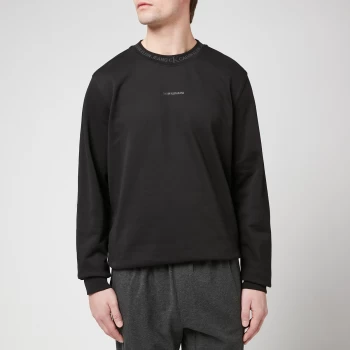 Calvin Klein Jeans Mens Logo Collar Sweatshirt - CK Black - XL