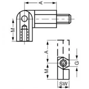 Image of Pivot bolt External and internal thread M3 Brass Distance 25 mm