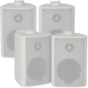 image of 4x 70W 2 Way White Wall Mounted Stereo Speakers 4 8Ohm Compact Background Music