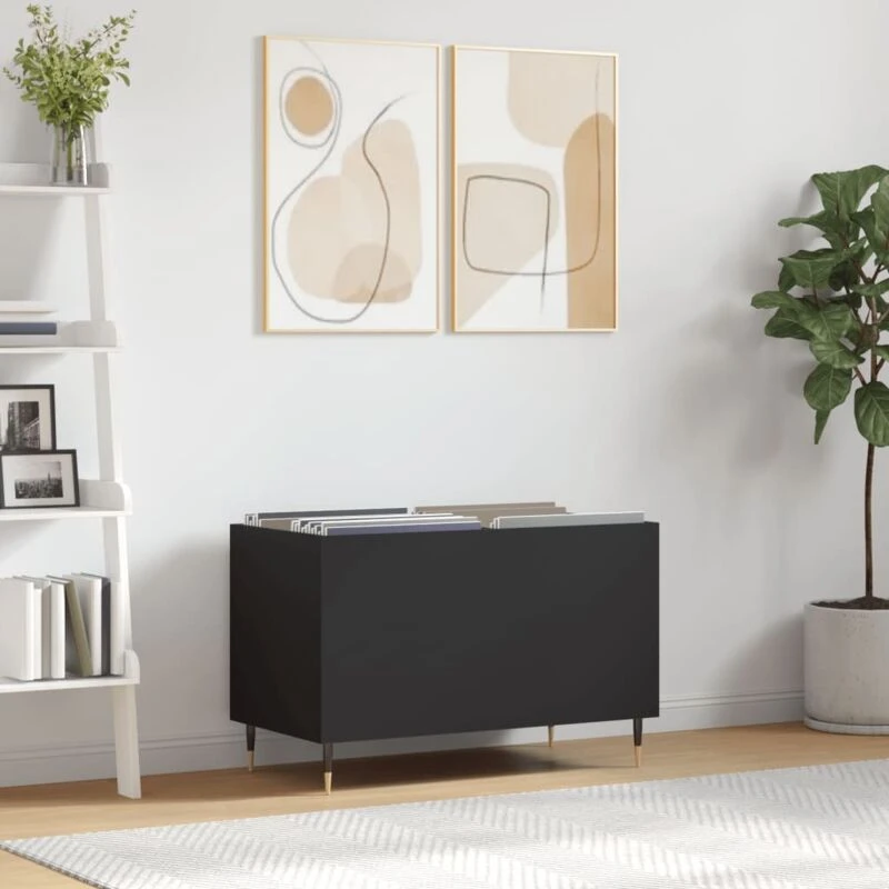 Image of VIDAXL Record Cabinet Black 74.5x38x48cm Engineered Wood Vidaxl 8720845877286