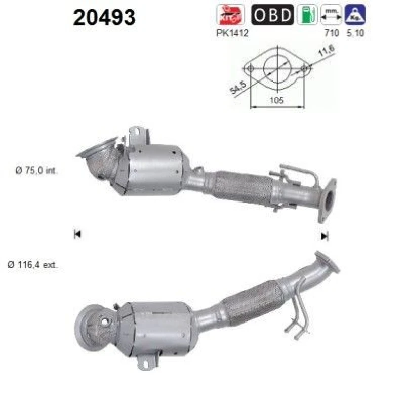 Image of AS Catalytic converter AS 20493