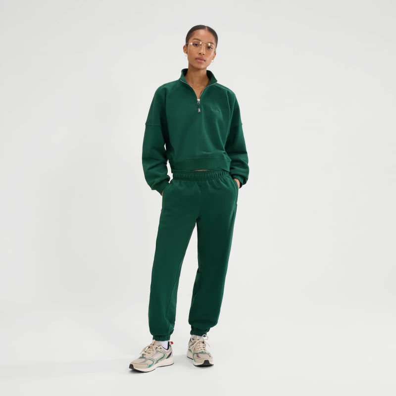 Image of Ellesse Womens Carrera 1/4 Zip Top in Dark Green Size: 10 Dark Green Female 10