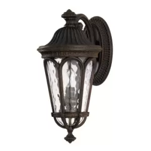 Image of Outdoor IP44 Twin Wall Light Sconce Walnut LED E14 60W Bulb Outside External
