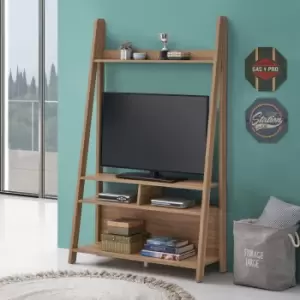 Image of Riva Ladder TV & Shelving Unit Light Oak Effect