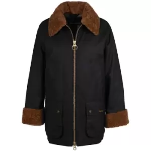 Image of Barbour Womens Carloway Wax Jacket Black/Ancient Tartan 12