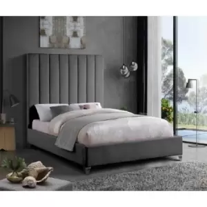 Image of Alexo Bed King Plush Velvet Steel