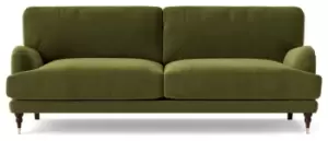 image of Swoon Charlbury Velvet 3 Seater Sofa - Fern Green