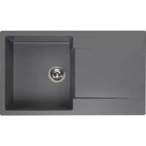 image of Reginox Amsterdam Reversible Composite Kitchen Sink & Drainer Single Bowl in Grey Granite Composite