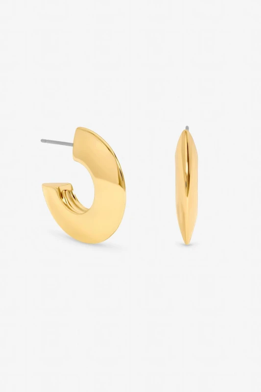 Image of Jon Richard Womens Gold Plated Flat Disk Hoop Earrings Gold Female One Size