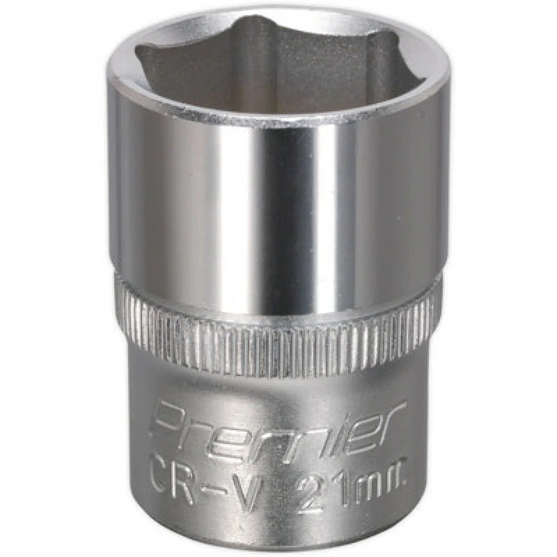 Image of Loops 21mm Steel Drive Socket - 1/2" Square Drive - Chrome Vanadium Wrench Socket Metallics