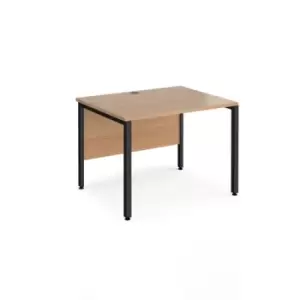 image of Office Desk 800mm Rectangular Desk With Bench Leg Beech Tops With Black Frames 800mm Depth Maestro 25